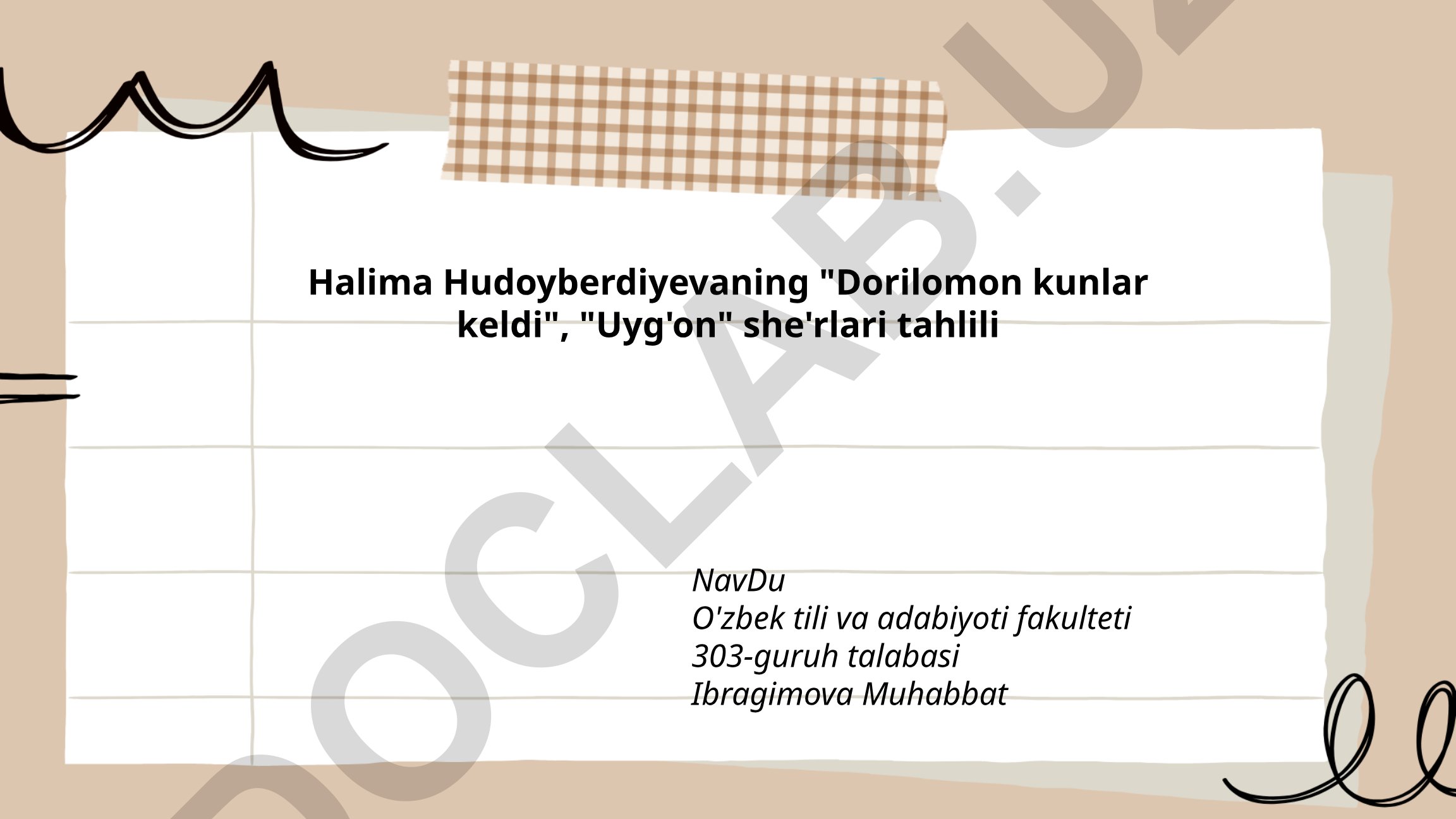 Halima Hudoyberdiyevaning "Dorilomon kunlar keldi" va "Uyg'on" she'rlari tahlili
