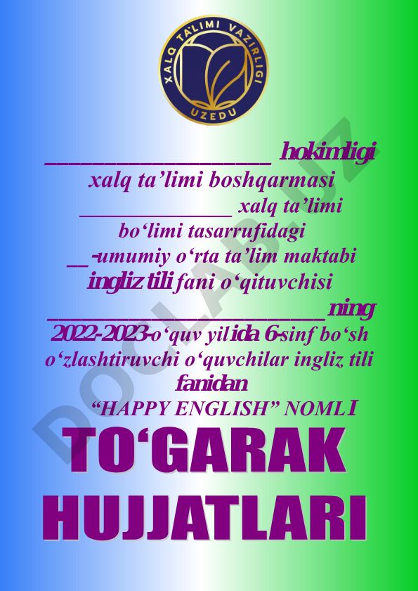 Happy English to'garagi a'zolari va mashg'ulotlar jadvali