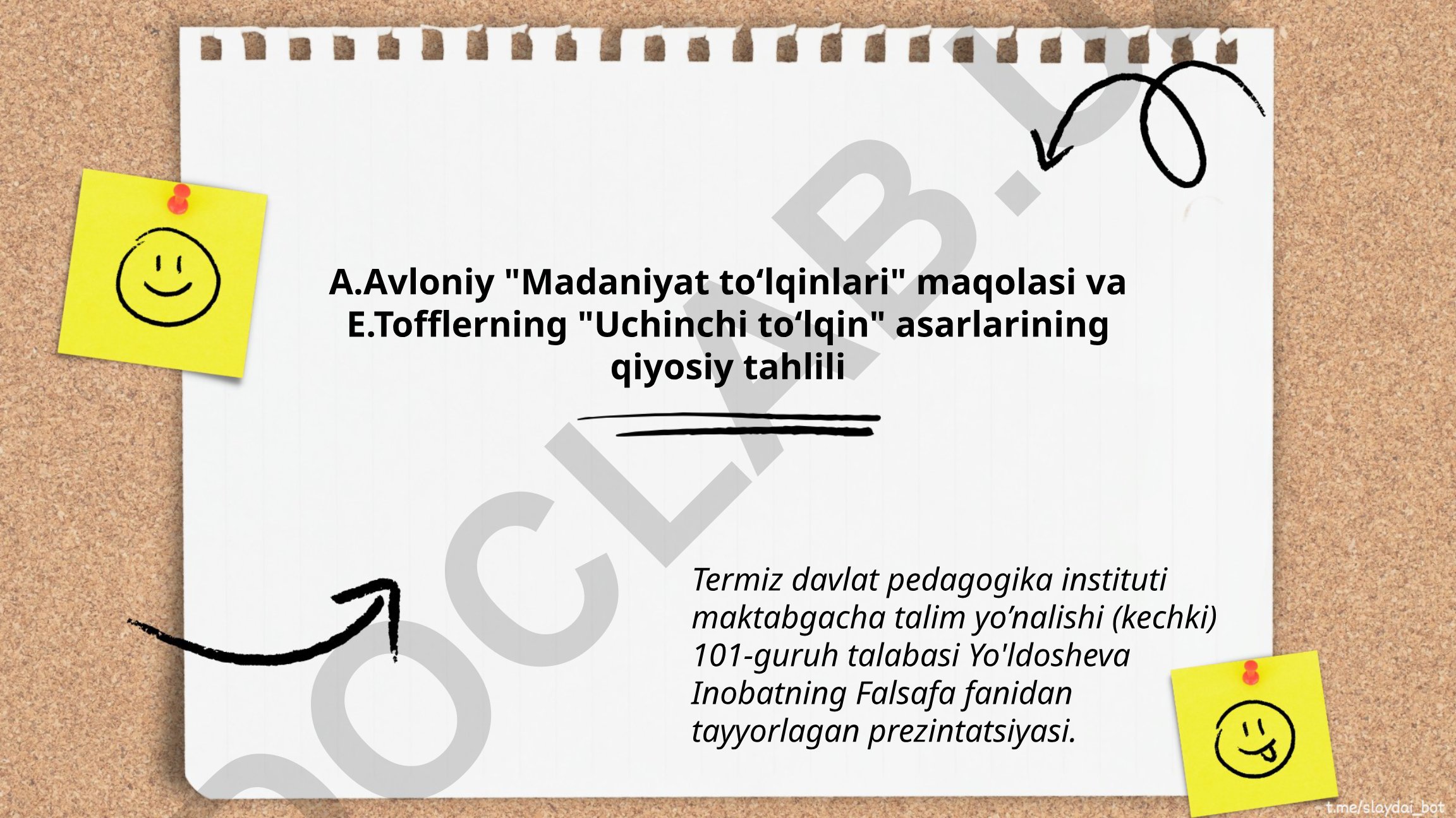A.Avloniy 'Madaniyat to‘lqinlari' va E.Toffler 'Uchinchi to‘lqin' asarlarining qiyosiy tahlili