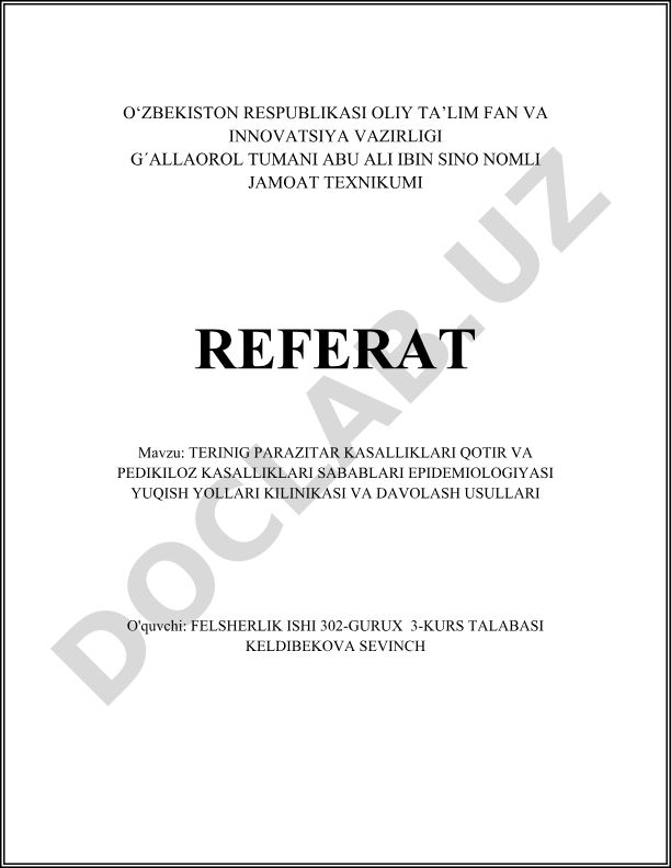 Teridagi parazitar kasalliklar: qotir va pedikiloz