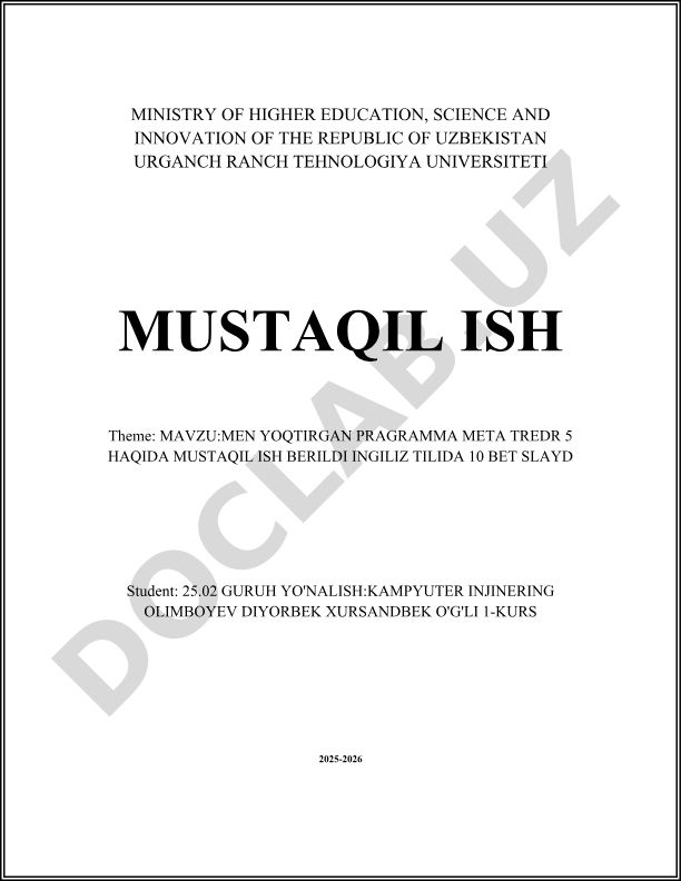 MetaTrader 5 (MT5) platformasi haqida mustaqil ish