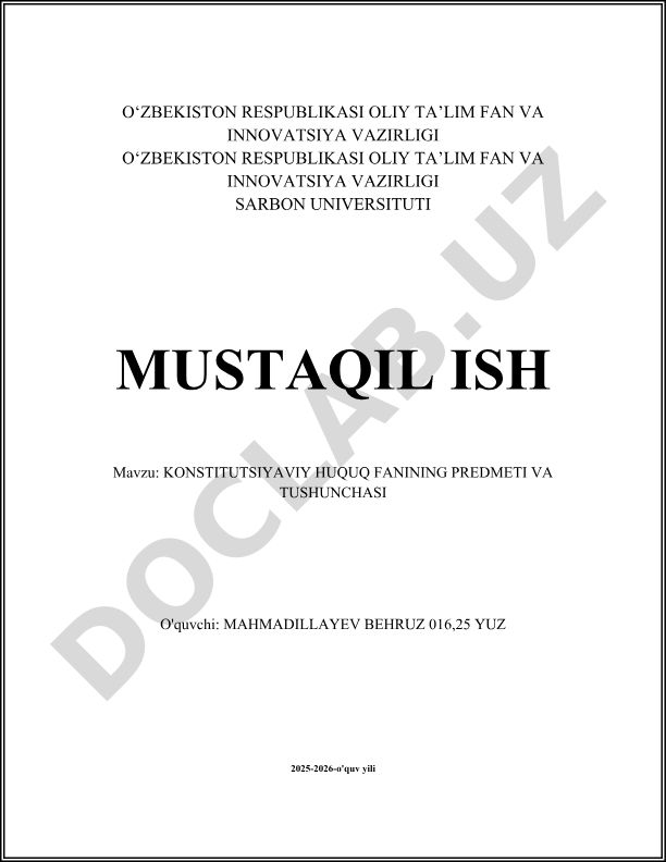 Konstitutsiyaviy huquq fanining predmeti va tushunchasi