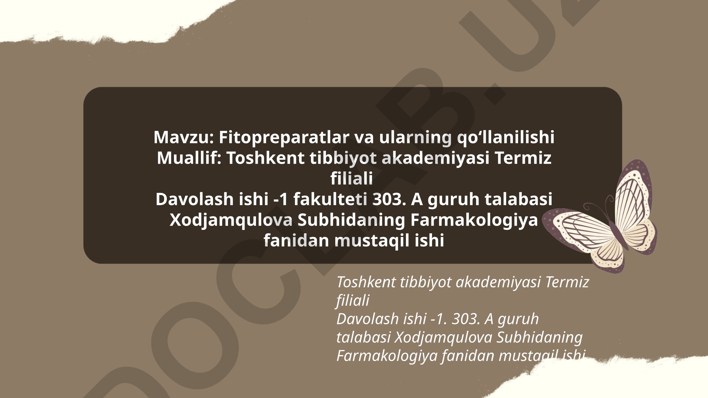 Fitopreparatlar va ularning qoʻllanilishi