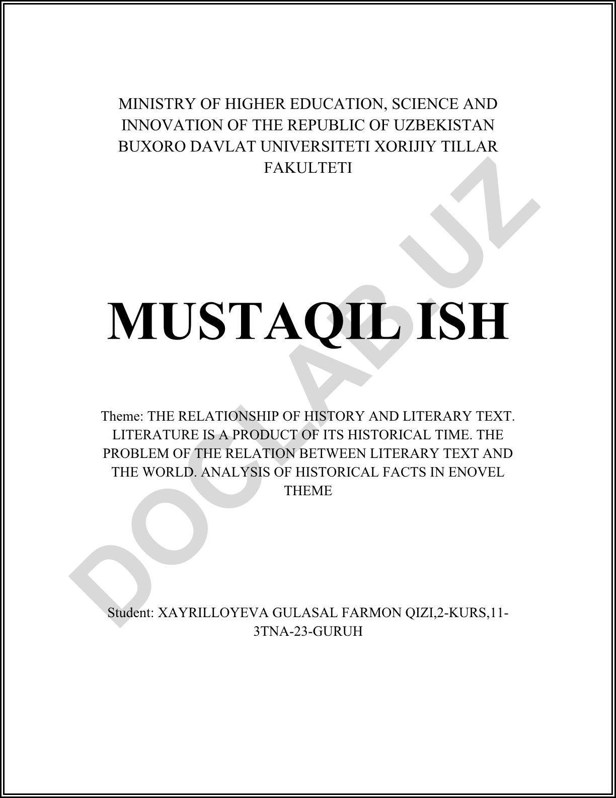 THE RELATIONSHIP OF HISTORY AND LITERARY TEXT