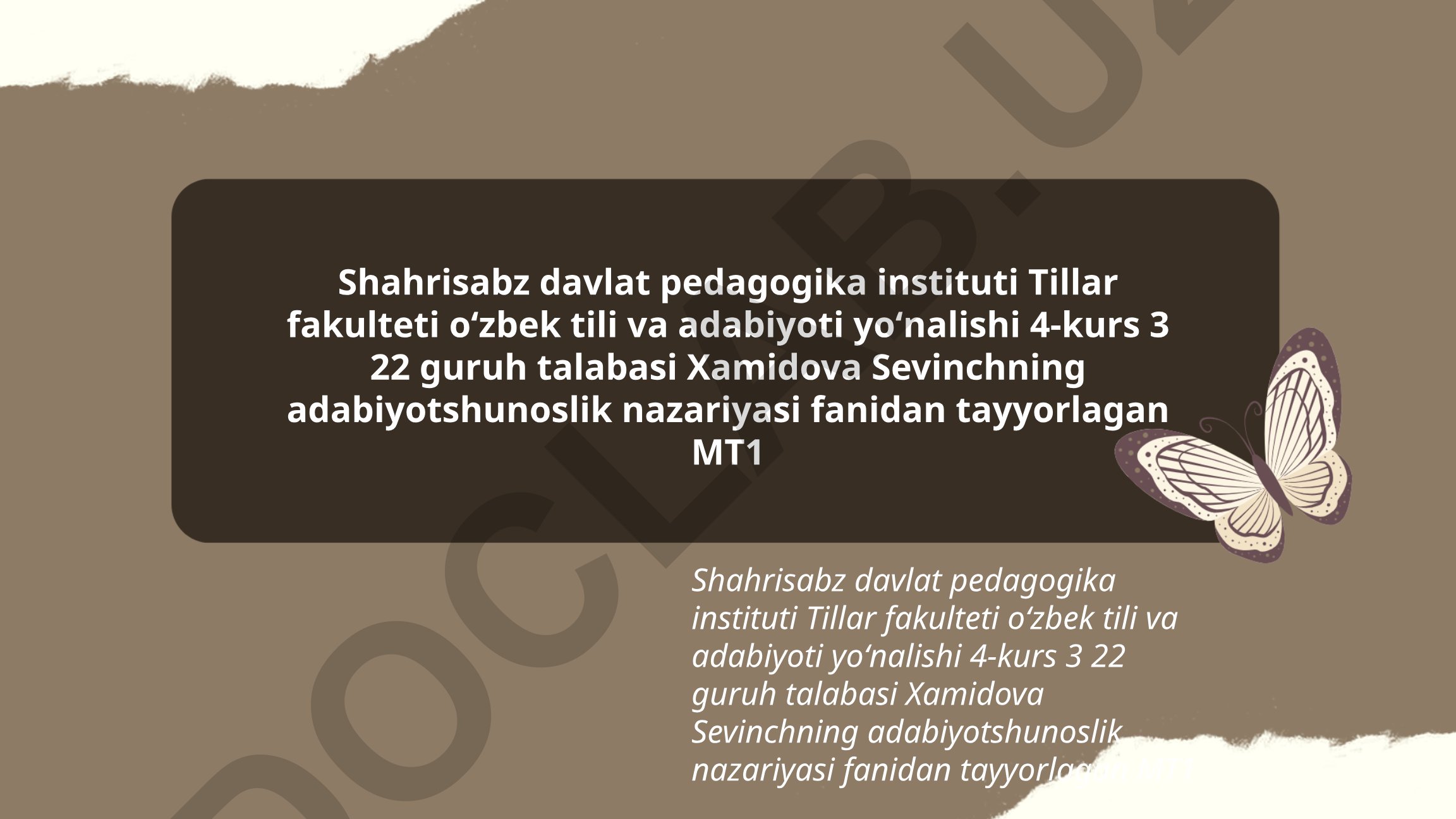 Adabiyotshunoslik nazariyasi fanidan MT1