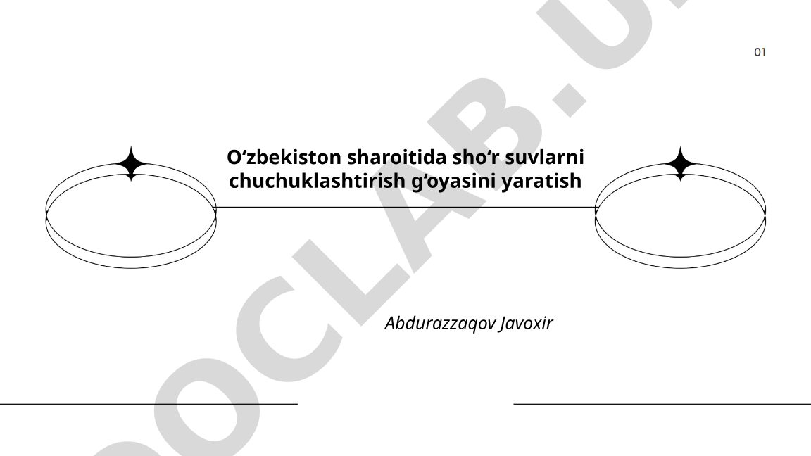 O‘zbekiston sharoitida sho‘r suvlarni chuchuklashtirish g‘oyasini yaratish