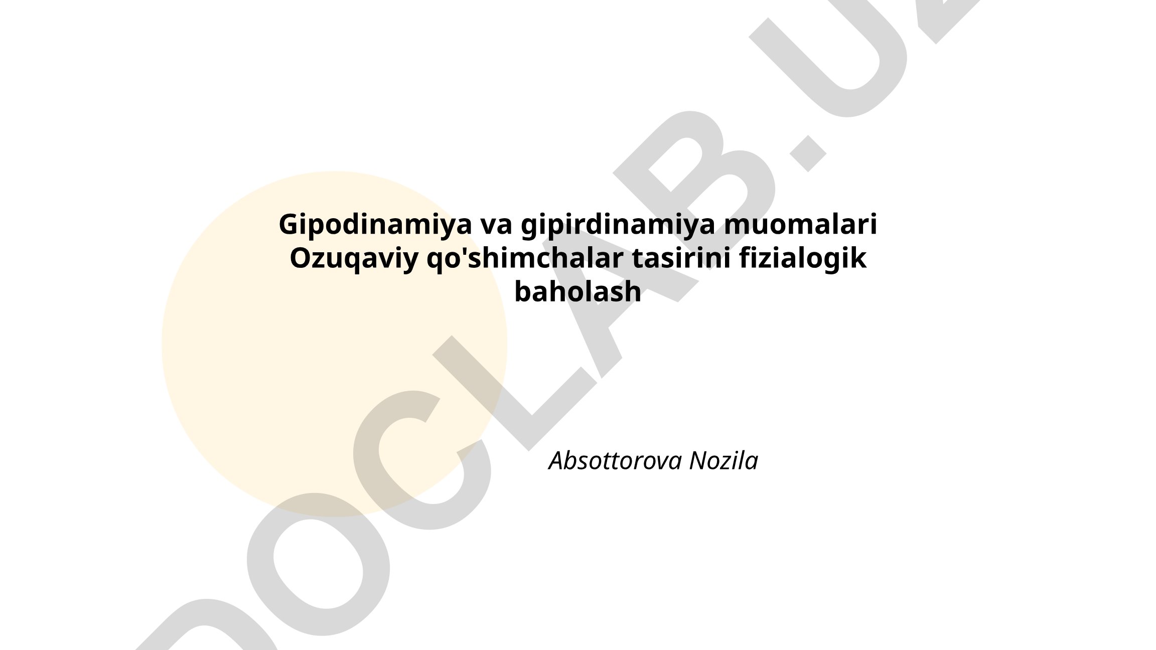 Gipodinamiya va gipirdinamiya muammolari: profilaktika va fizialogik baholash
