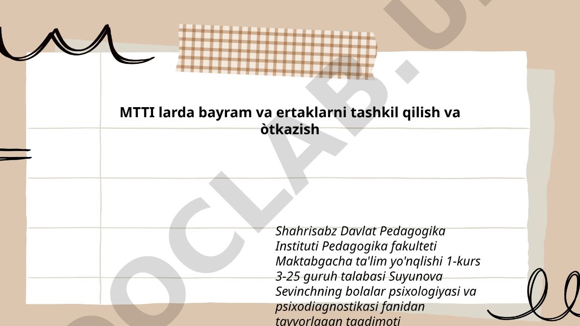 MTTI larda bayram va ertaklarni tashkil qilish va o'tkazish