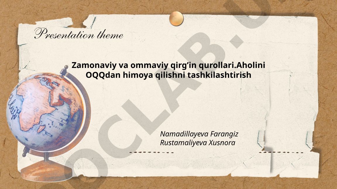 Zamonaviy va ommaviy qirg'in qurollari va aholini himoya qilish