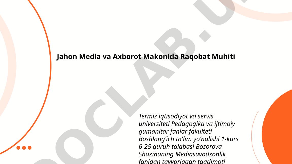 Jahon media va axborot makonida raqobat muhiti
