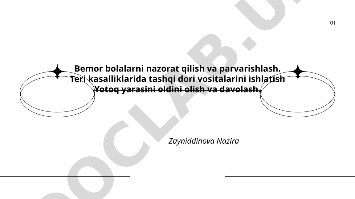 Bemor bolalarni nazorat qilish va parvarishlash
