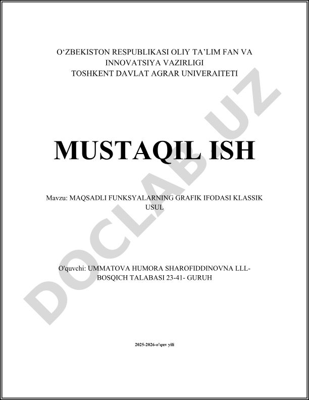 Maqsadli funksiyalarning grafik ifodasi klassik usul