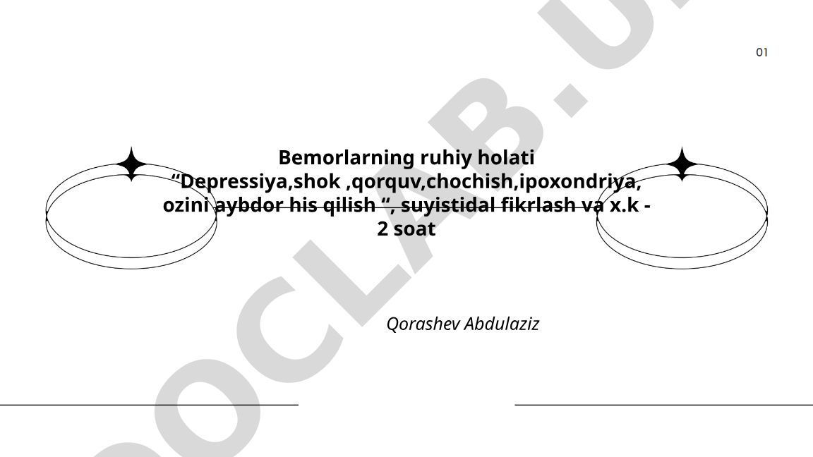 Bemorlarning ruhiy holatlari: depressiya, shok, qorquv va boshqa kasalliklar