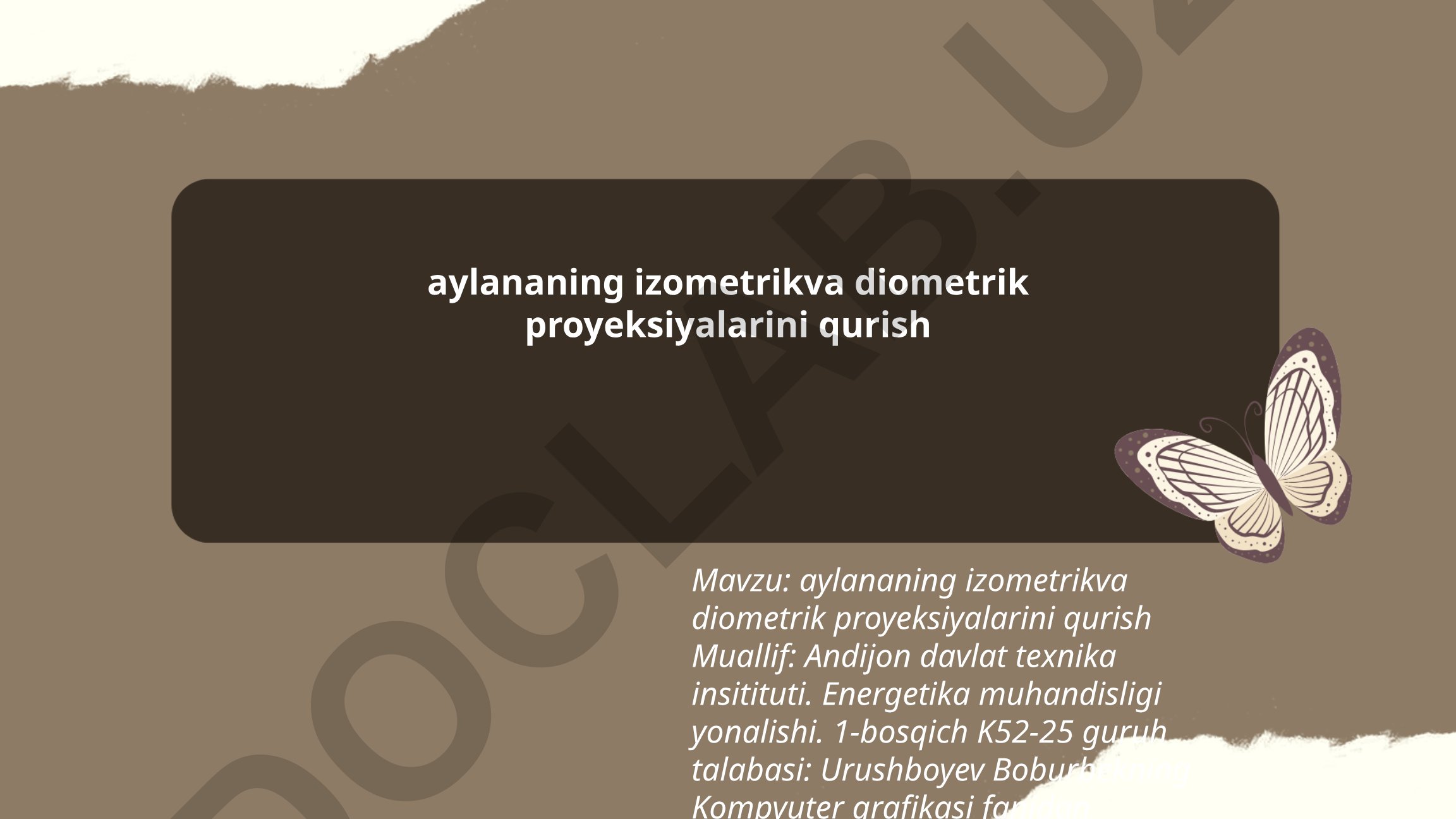Aylananing izometrik va diometrik proyeksiyalarini qurish