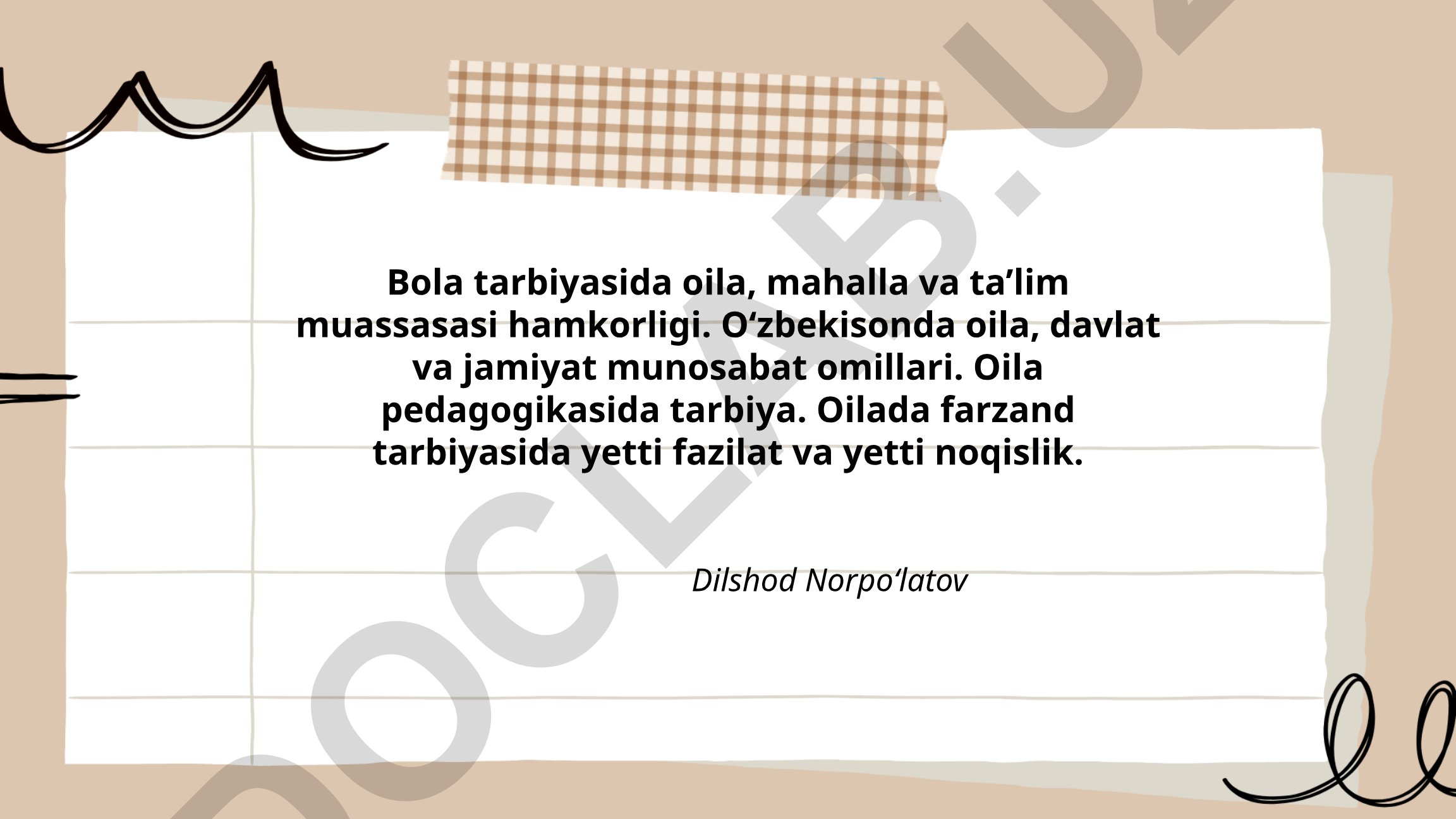 Bola tarbiyasida oila, mahalla va ta'lim muassasasi hamkorligi