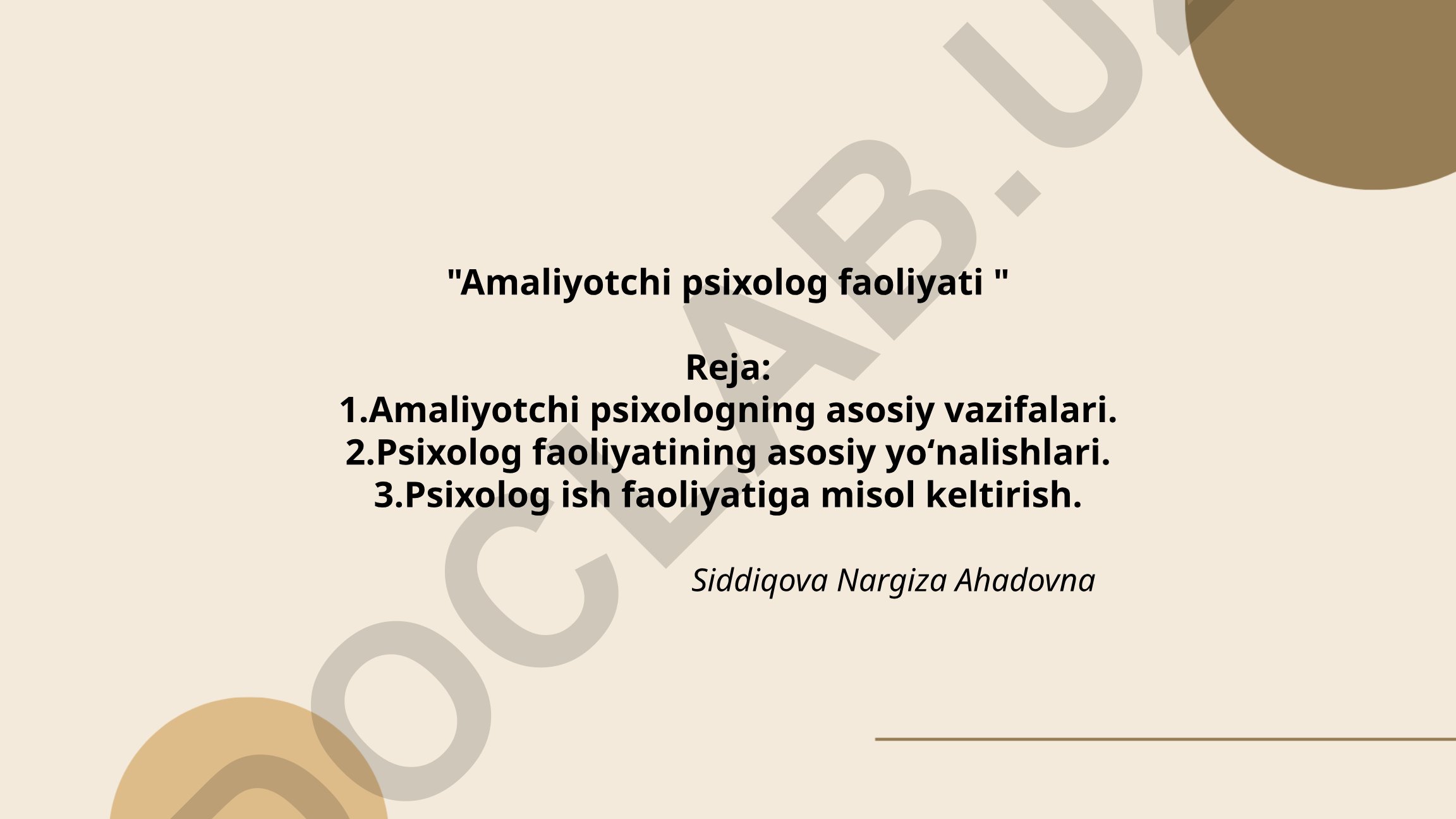 Amaliyotchi psixolog faoliyati