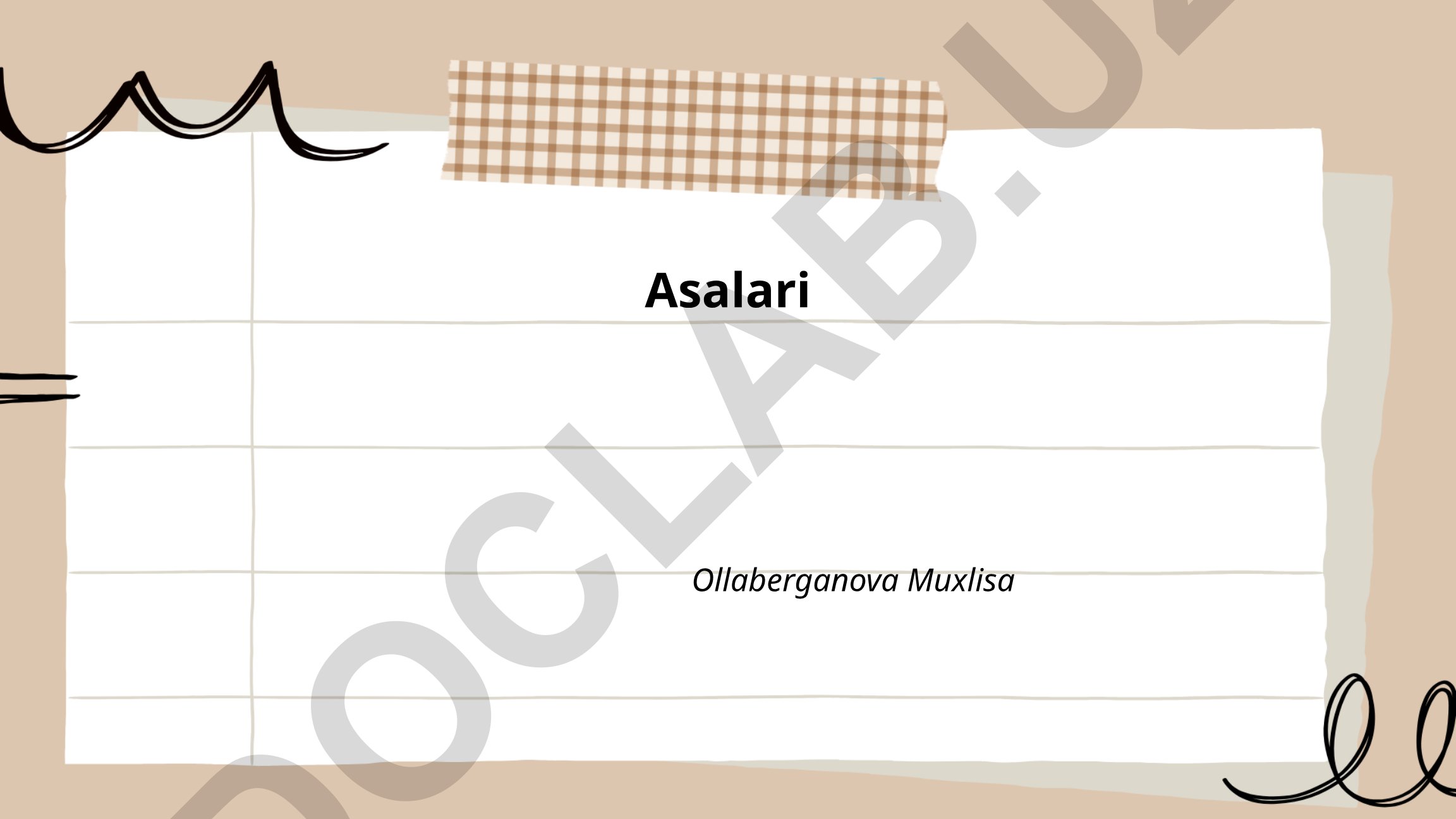 Asalarilar tarixi va mahsulotlari