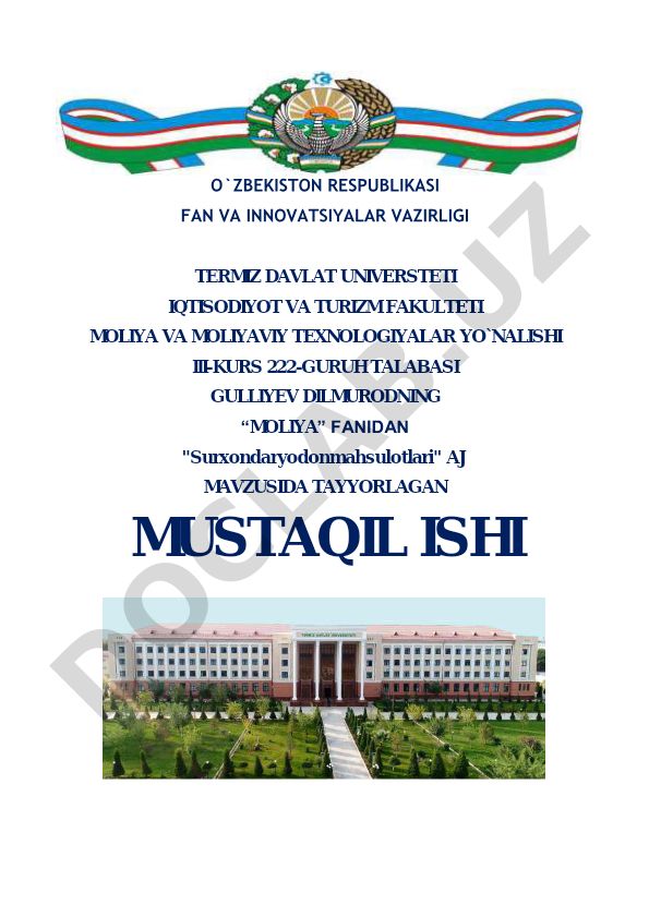 Surxondaryodonmahsulotlari AJ kvartal hisobotlari