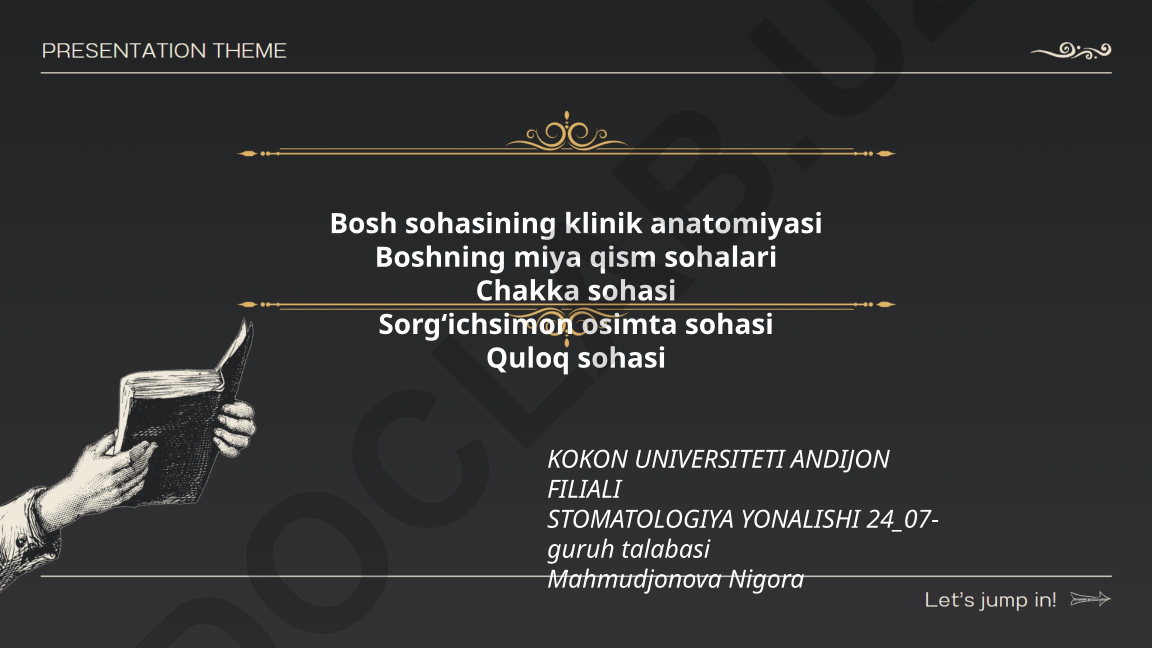 Bosh sohasining klinik anatomiyasi