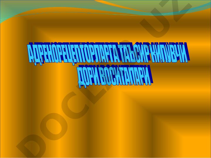 Адренорецепторлар ва катехоламинларнинг ҳосил бўлиши