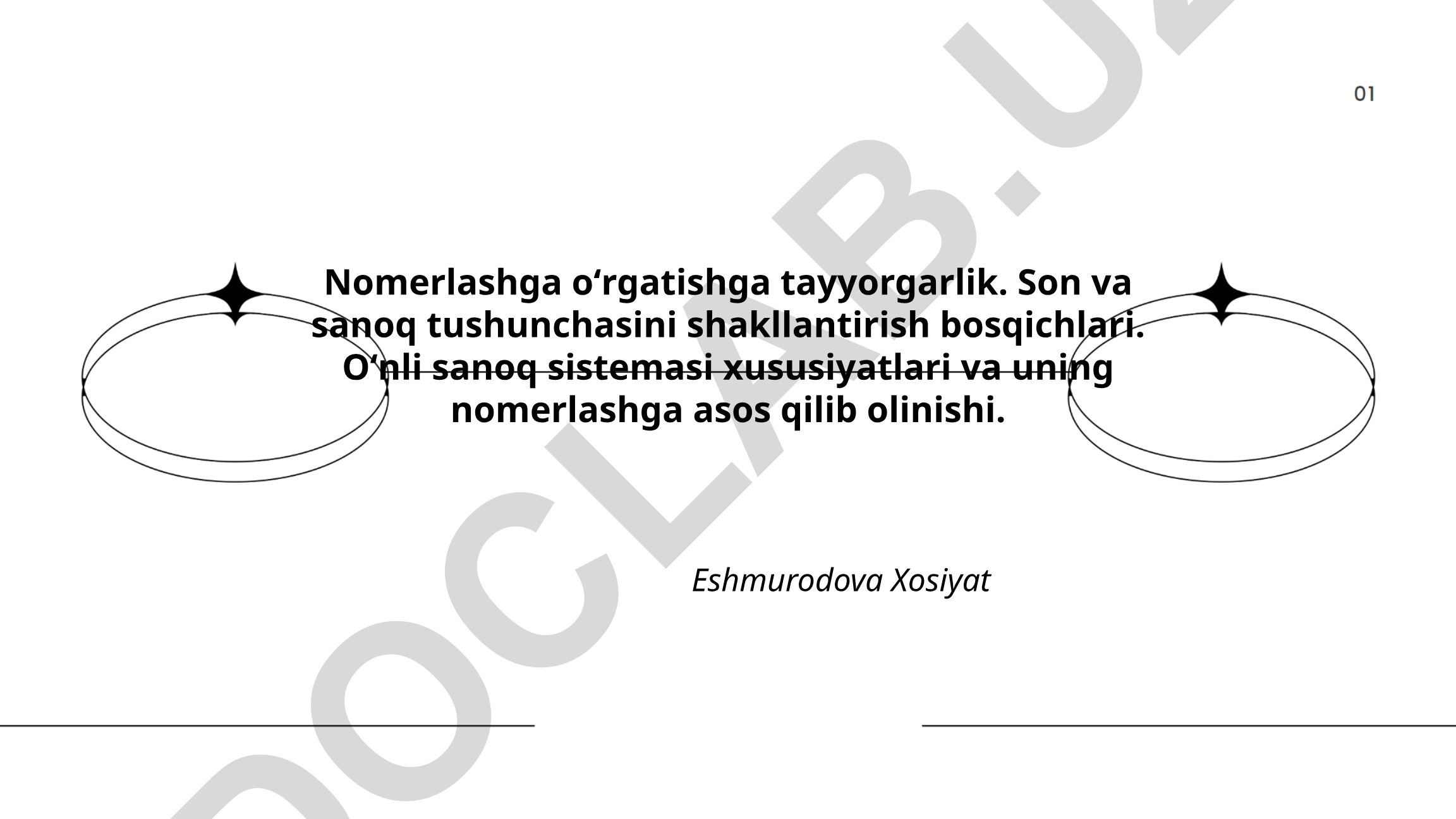 Nomerlash tizimlari va o'nli sanoq sistemasi