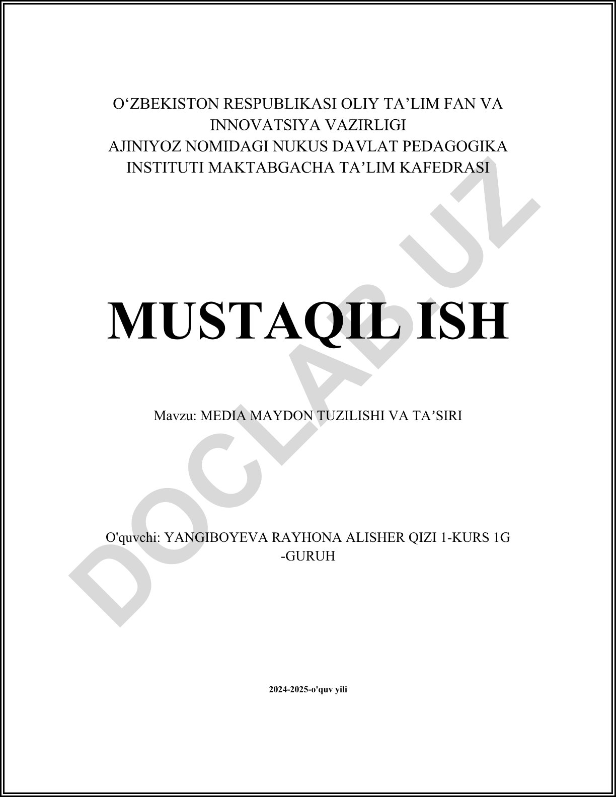 Media maydon tuzilishi va ta'siri