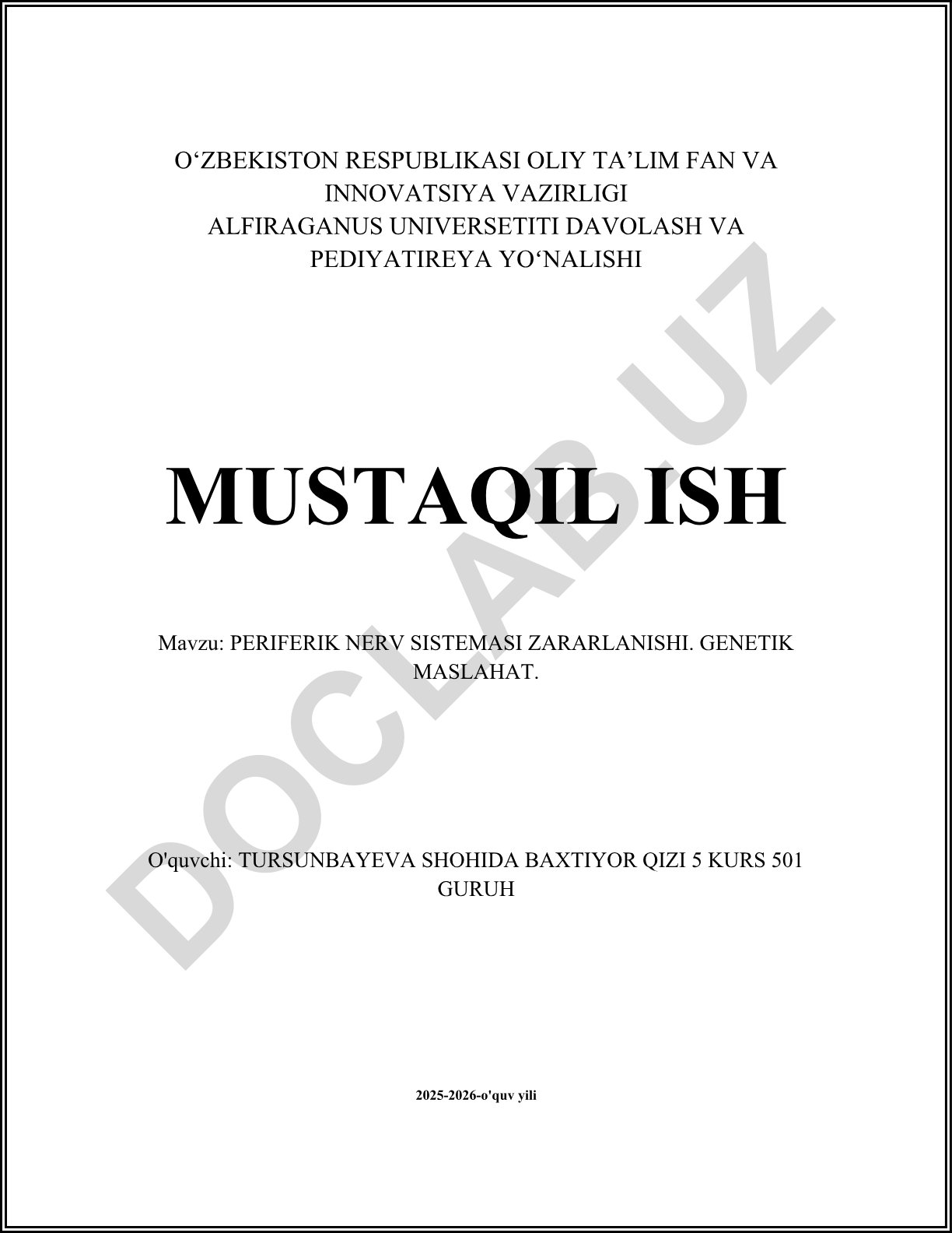 Periferik nerv sistemasi zararlanishi. Genetik maslahat
