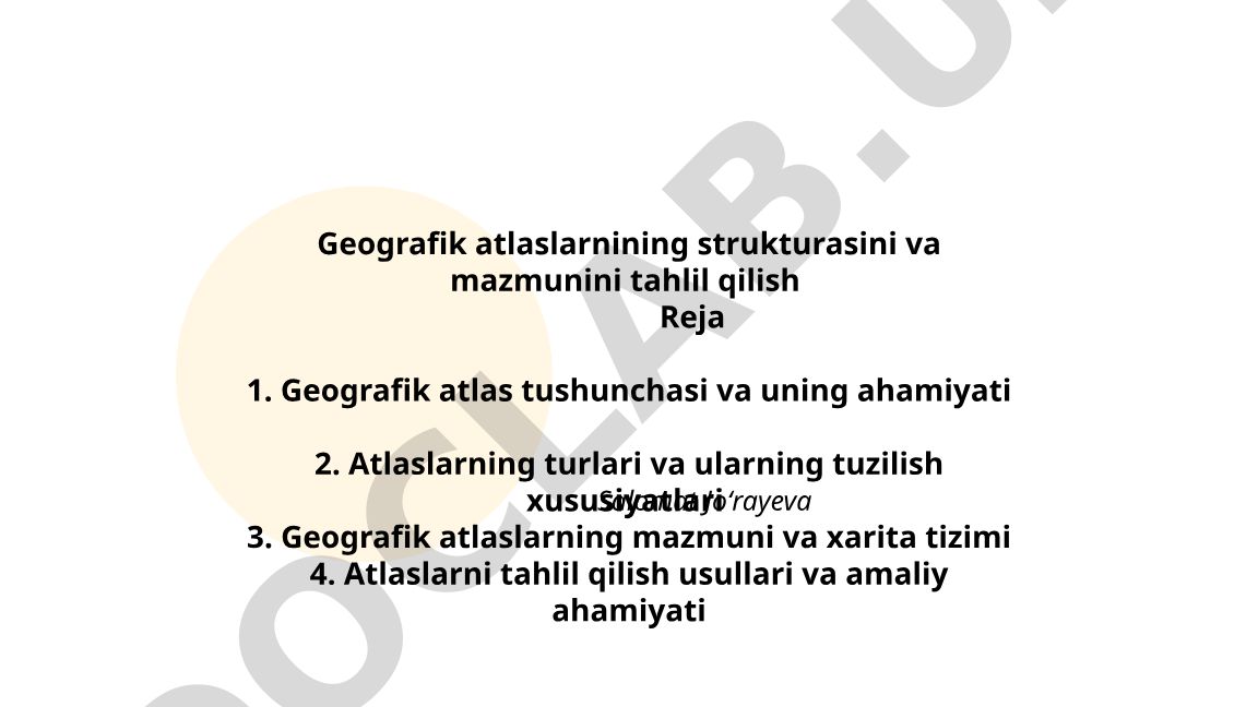 Geografik atlaslarning strukturasini va mazmunini tahlil qilish
