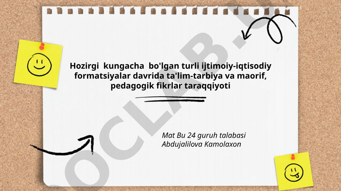 Ijtimoiy-iqtisodiy formatsiyalar davrida ta'lim-tarbiya va pedagogik fikrlar taraqqiyoti