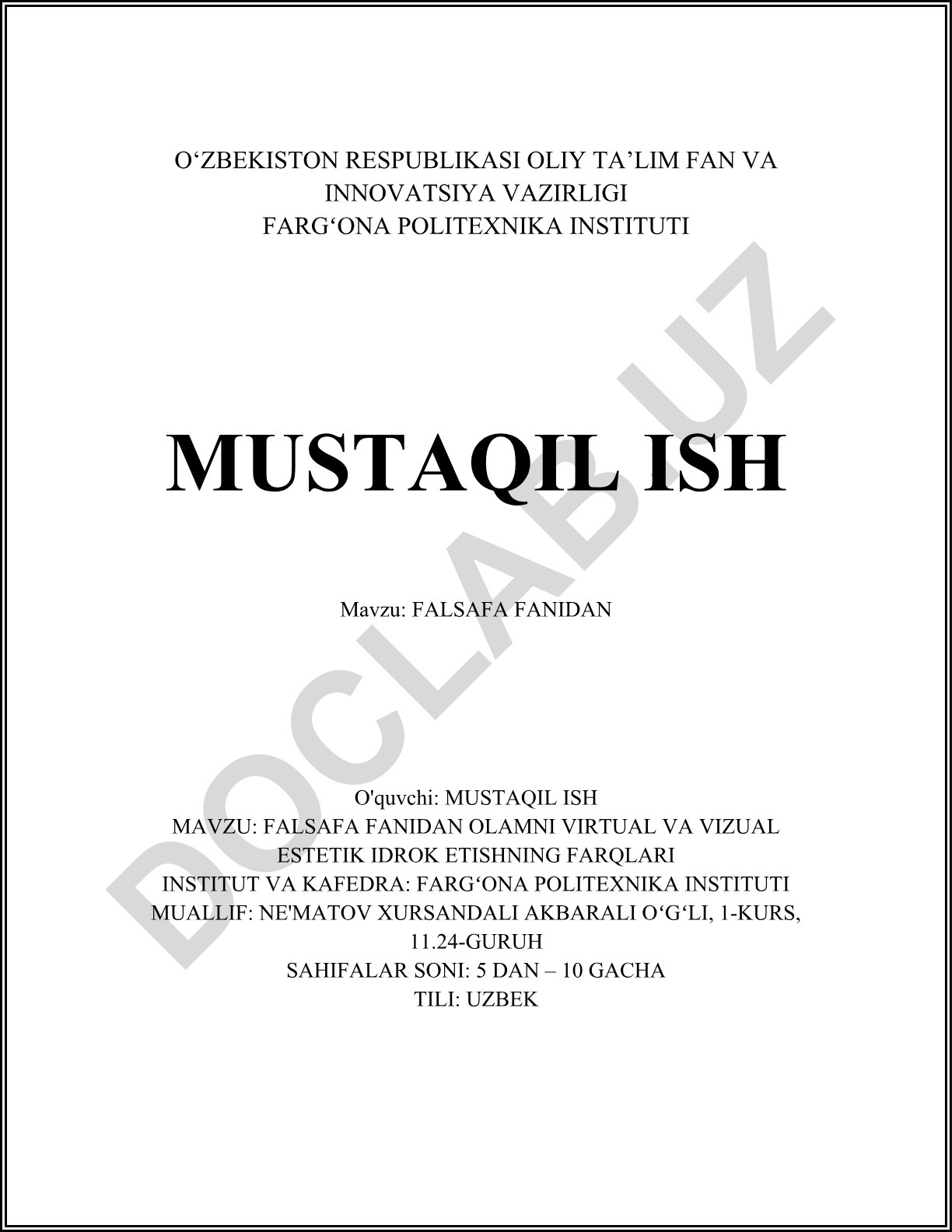 Falsafa fanidan olamni virtual va vizual estetik idrok etishning farqlari
