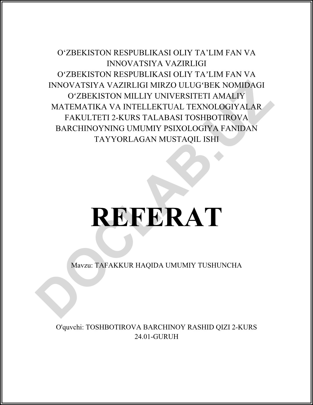 Tafakkur haqida umumiy tushuncha
