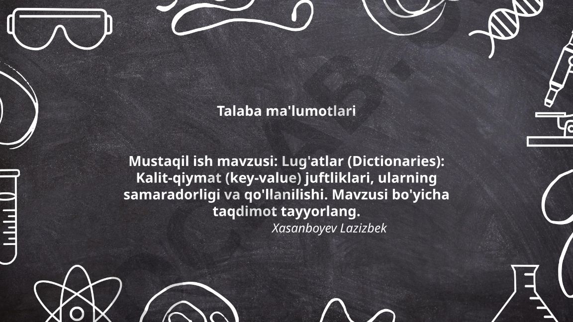 Lug'atlar (Dictionaries): Kalit-qiymat juftliklari, samaradorligi va qo'llanilishi