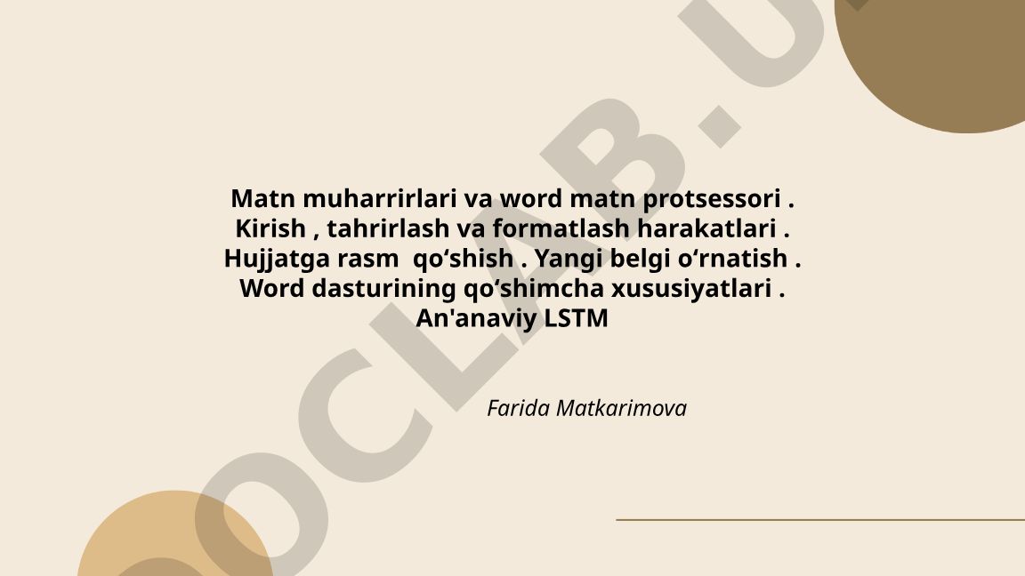 Matn muharrirlari va Word matn protsessori