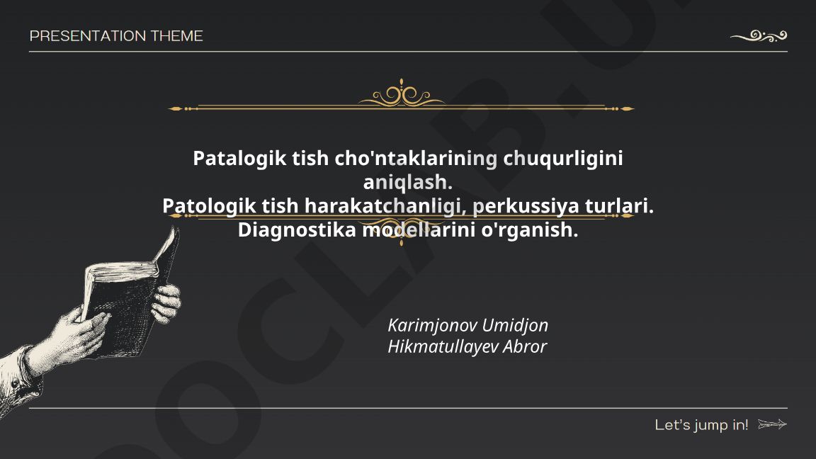 Patalogik tish cho'ntaklarining chuqurligini aniqlash va diagnostika modellari