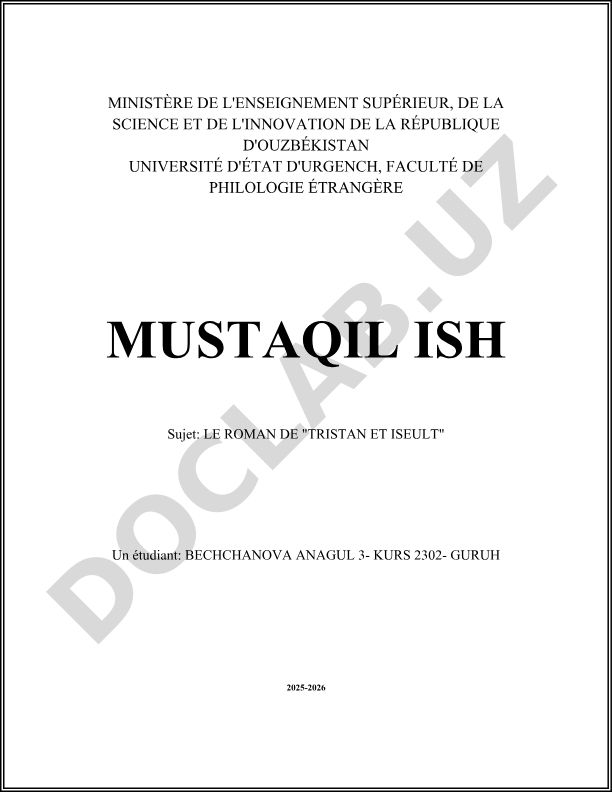 LE ROMAN DE "TRISTAN ET ISEULT"
