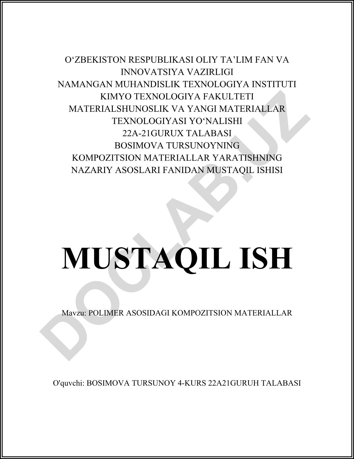 Polimer asosidagi kompozitsion materiallar