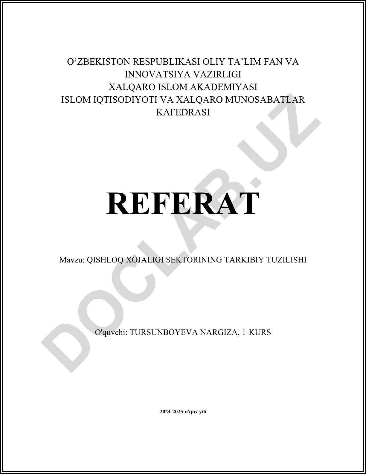Qishloq xo'jaligi sektorining tarkibiy tuzilishi