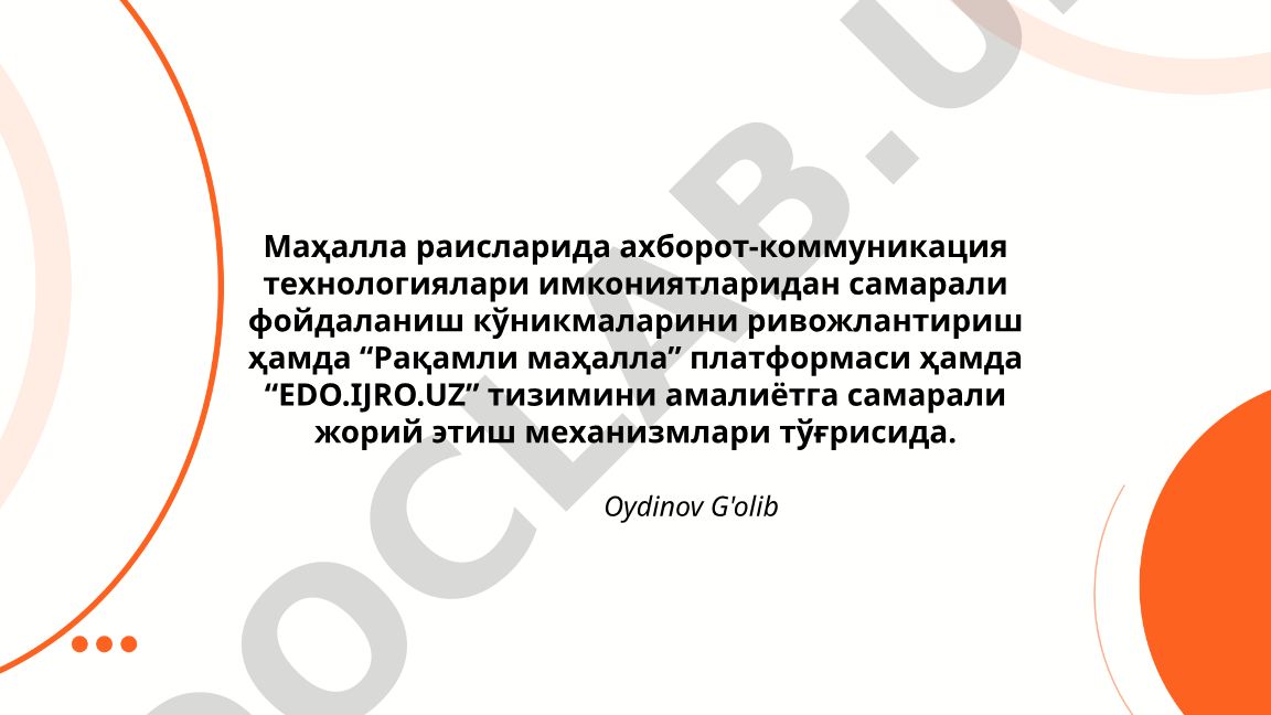 Mahalla raislarida raqamli savodxonlik va platformalardan samarali foydalanish