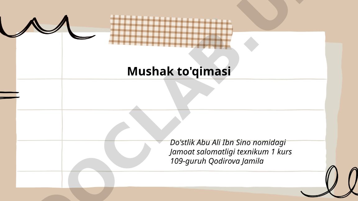 Mushak to'qimasining turlari va tuzilishi