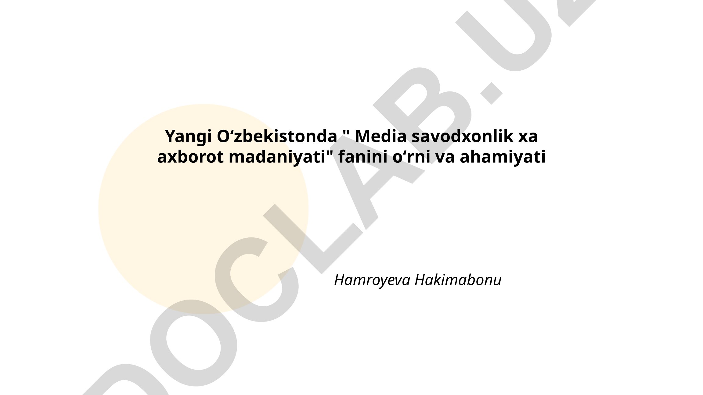Yangi Oʻzbekistonda media savodxonlik va axborot madaniyati