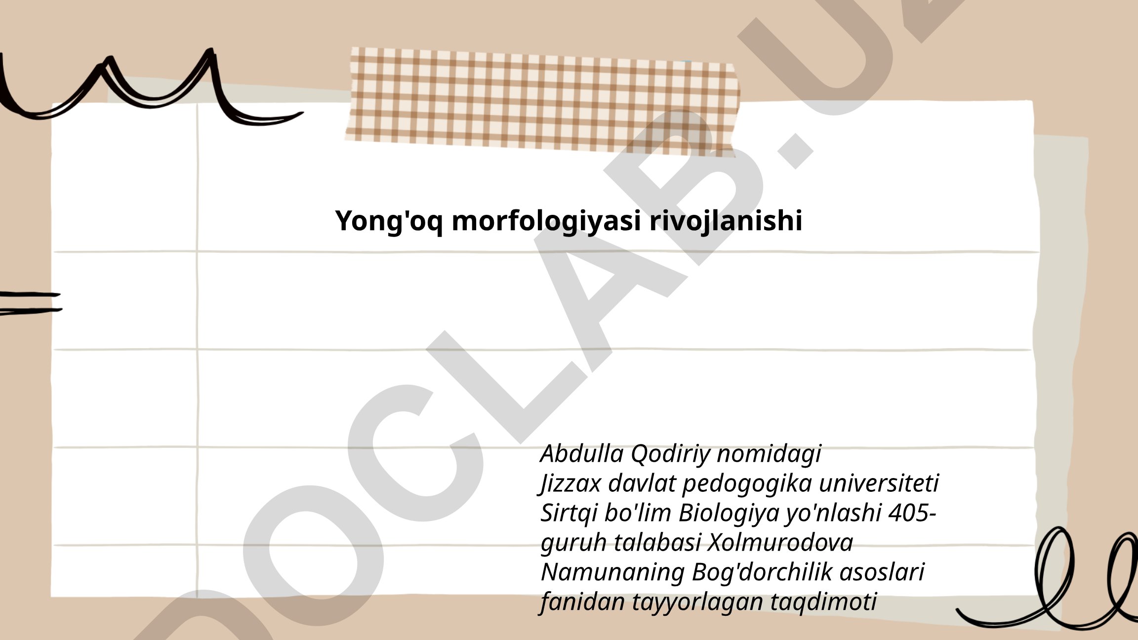 Yong'oq morfologiyasi rivojlanishi