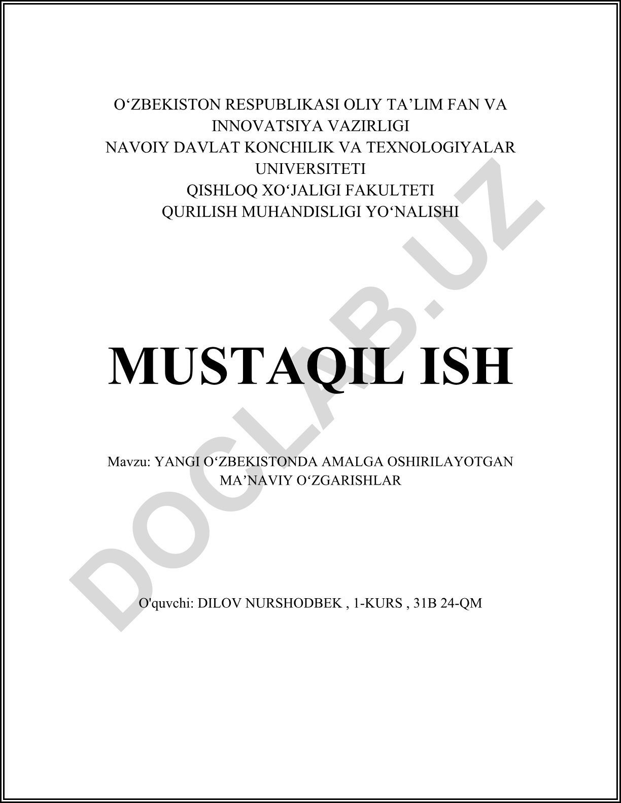 Yangi O‘zbekistonda amalga oshirilayotgan ma’naviy o‘zgarishlar