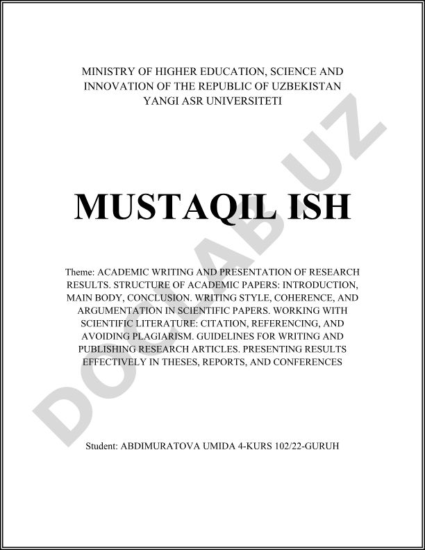 Academic Writing and Presentation of Research Results