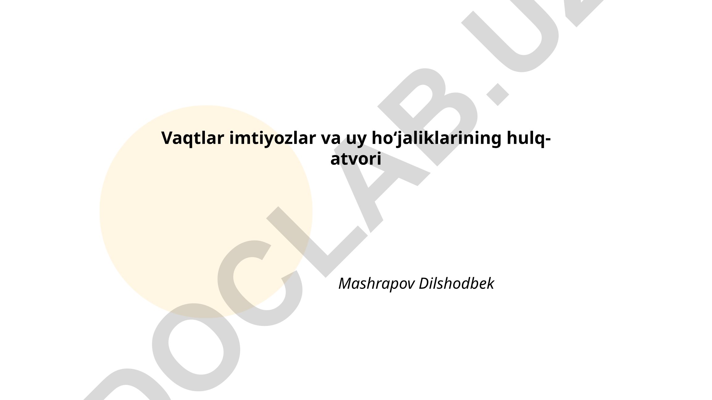 Vaqtni boshqarish odatlari va uy-ho'jaliklarining xulq-atvori