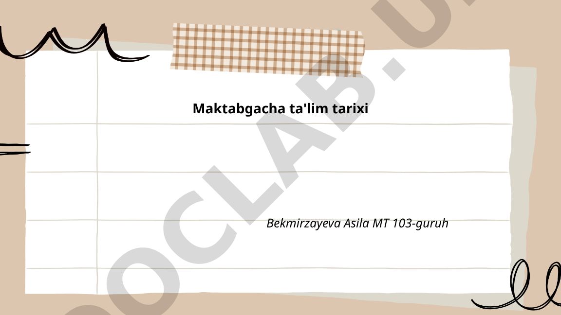 Maktabgacha ta'lim tarixi