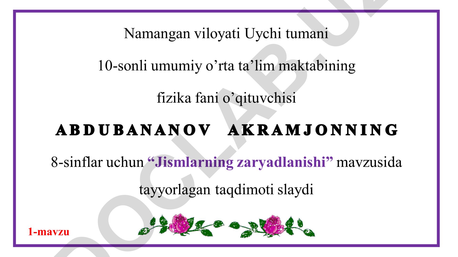 Elektr hodisalari haqida dastlabki ma'lumotlar va jismlarni zaryadlash usullari
