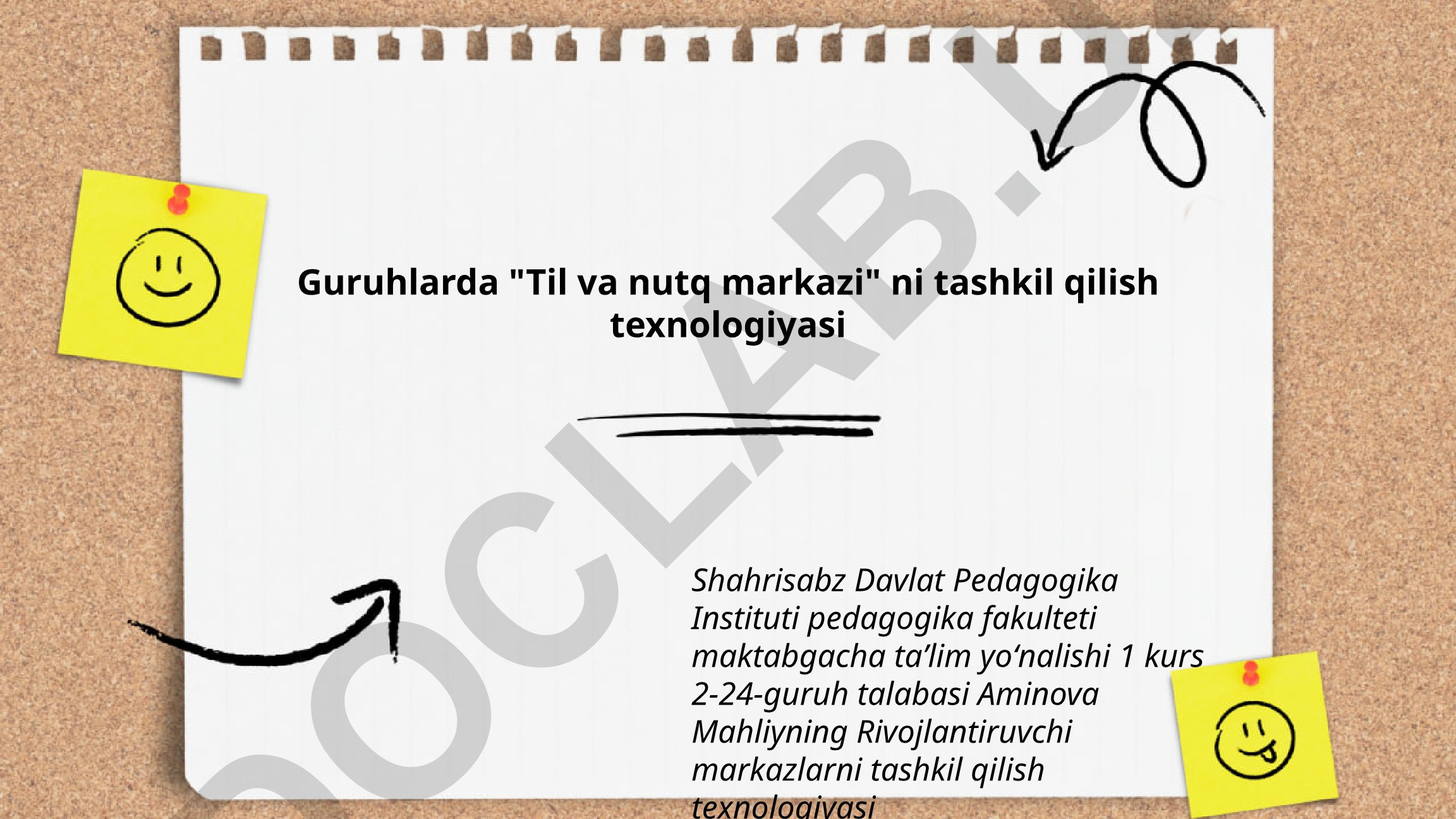 Guruhlarda Til va nutq markazini tashkil qilish texnologiyasi