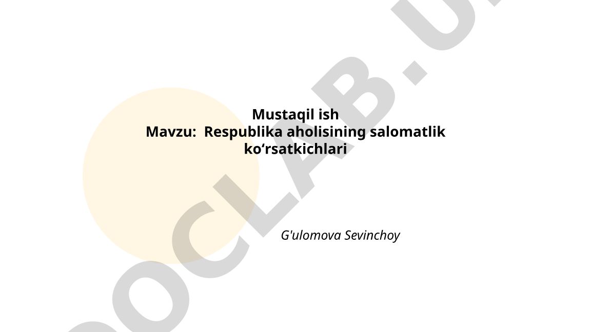 Respublika aholisining salomatlik koʻrsatkichlari
