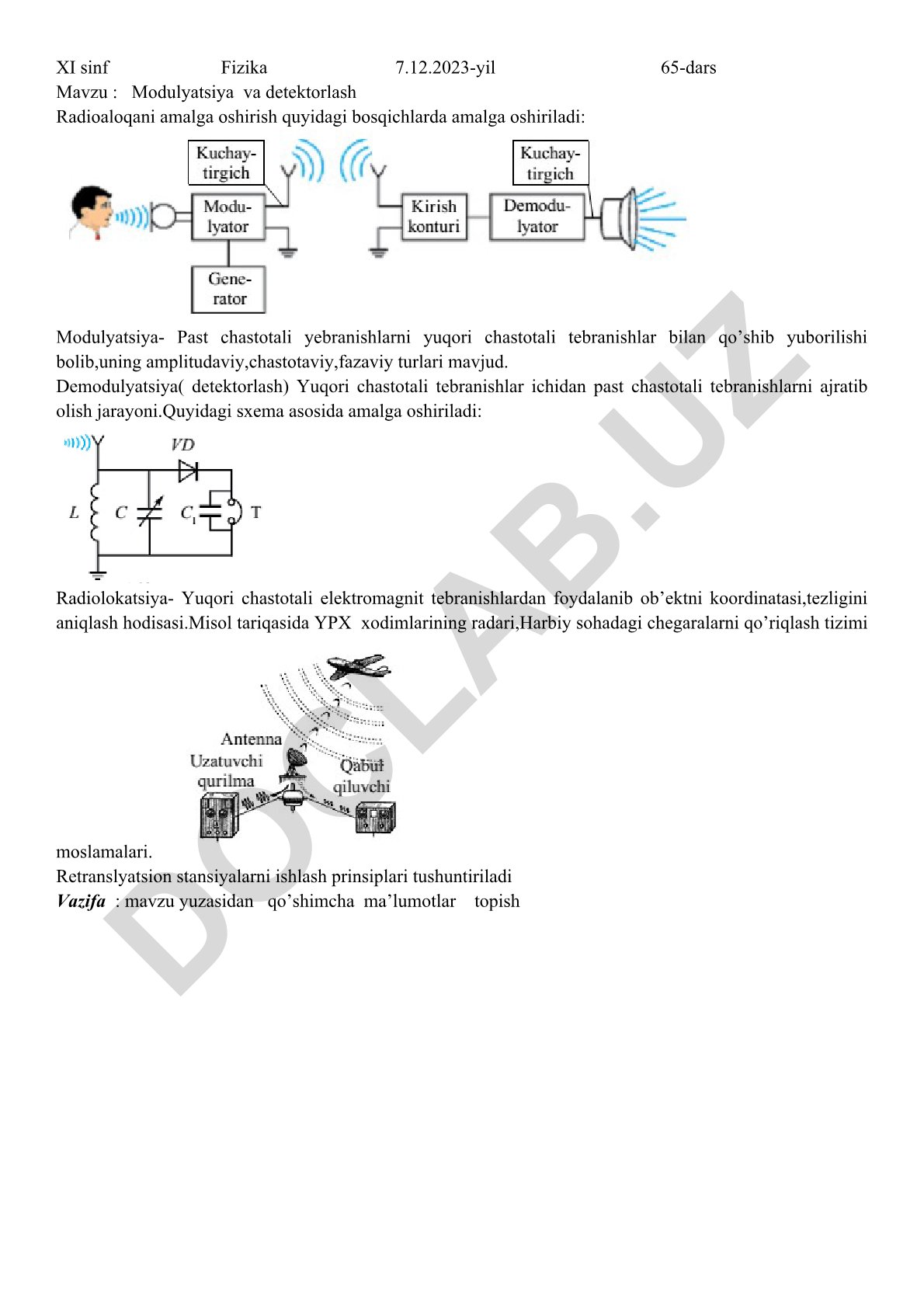 Modulyatsiya va detektorlash
