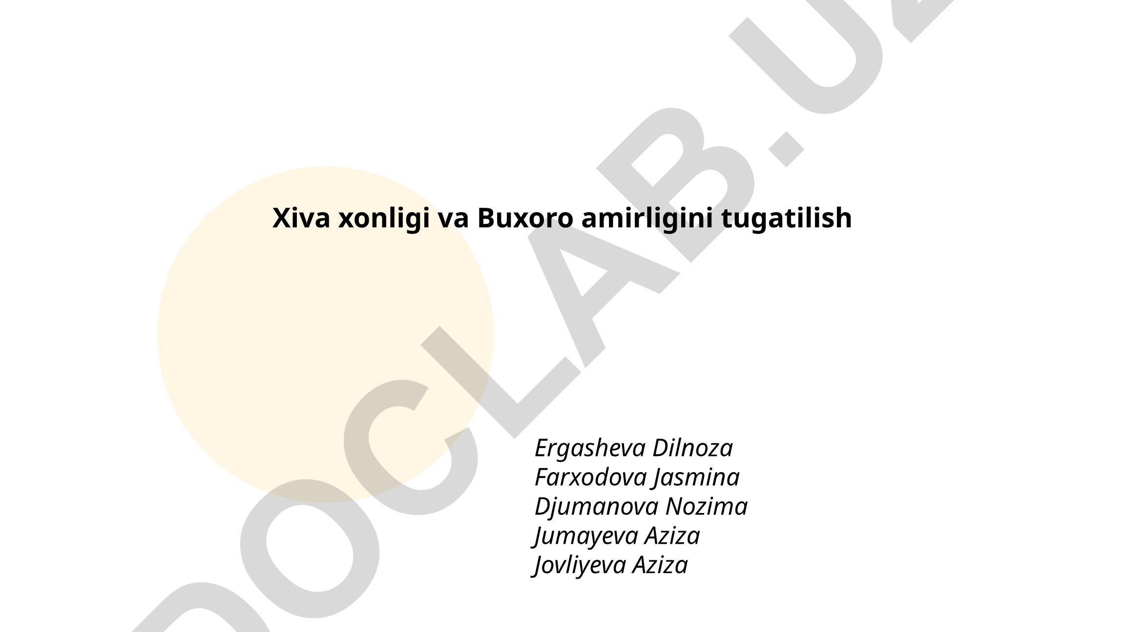 Xiva xonligi va Buxoro amirligining 1920-yildagi tugatilishi